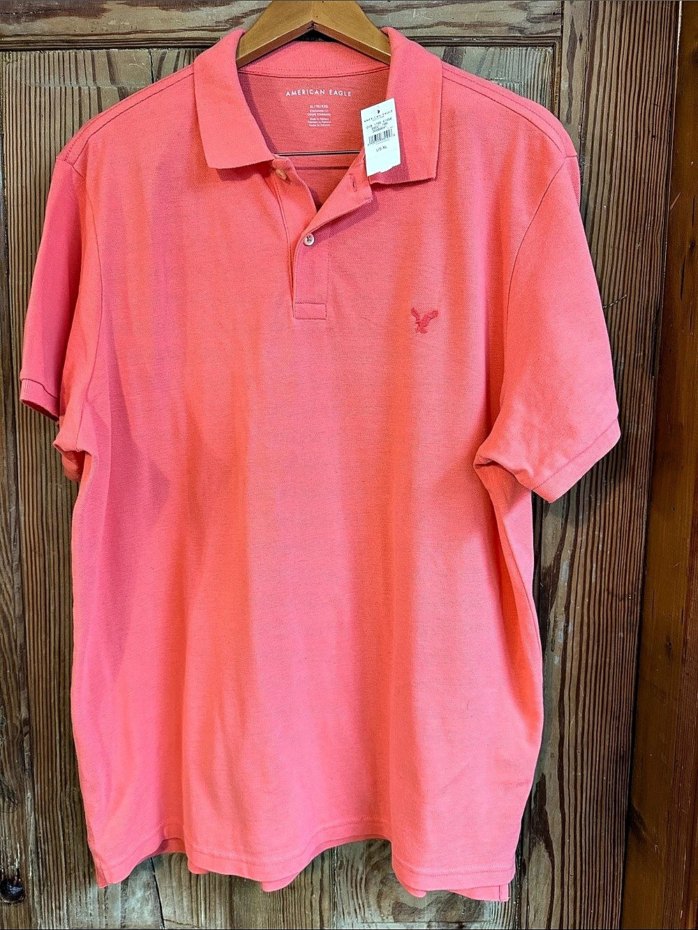 American Eagle Standard Fit Polo Shirt Peach  XL NWT